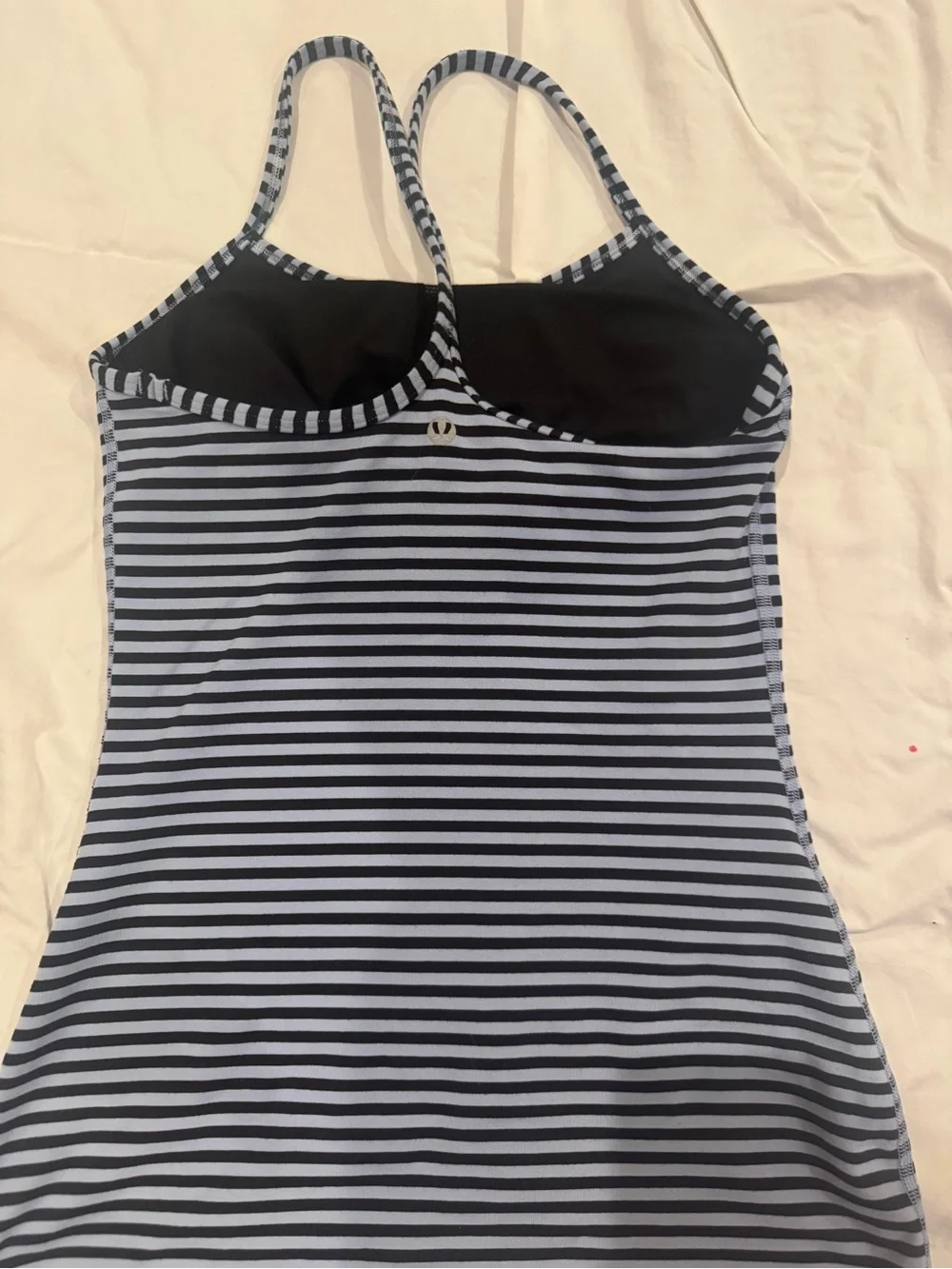 Lululemon Navy/Light blue striped tank with shelf bra